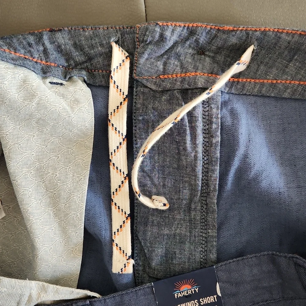 Faherty Mens Blue Tradewinds Linen Blend Shorts Size 42 NWT 7.5